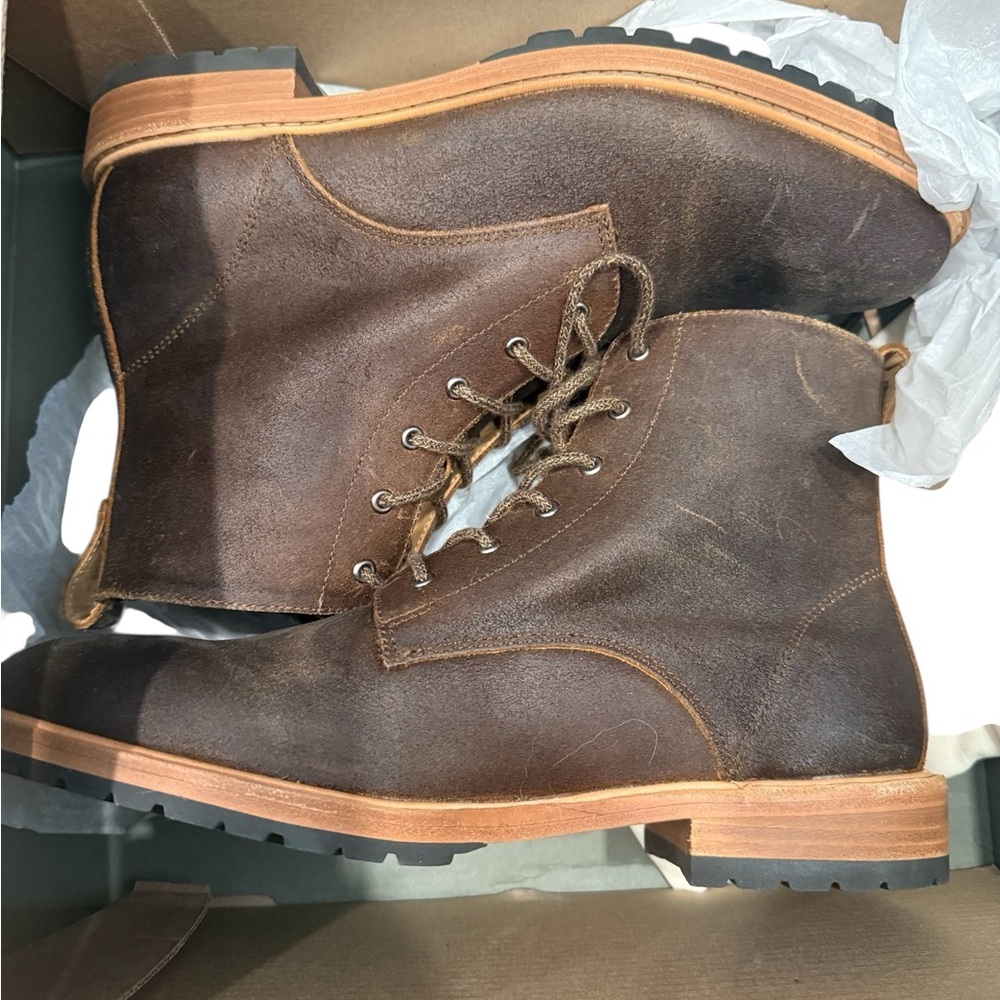 Nisolo Martin All-Weather Boots Waxed Brown Leather Lug Sole Size 8